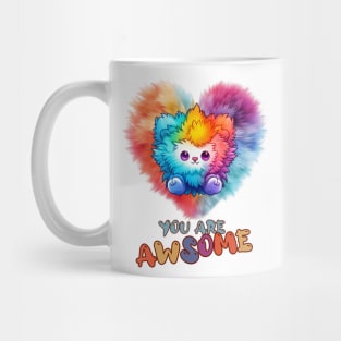 Fluffy: "You are awsome" collorful, cute, furry animals Mug